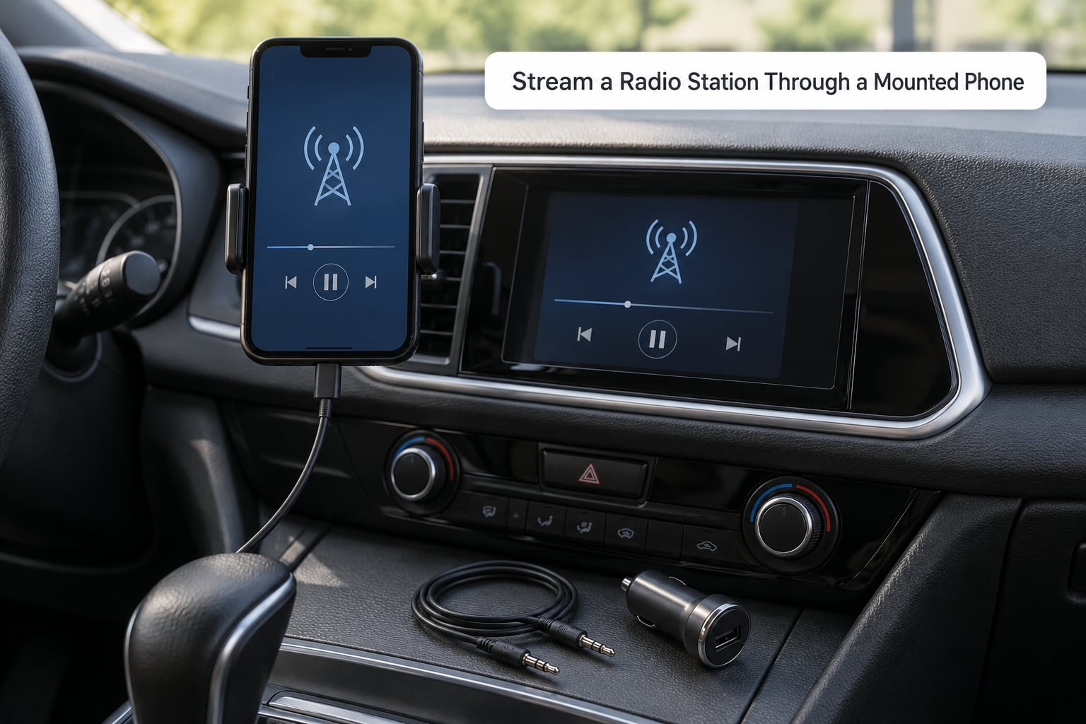 Stream a Radio Station Through a Mounted Phone