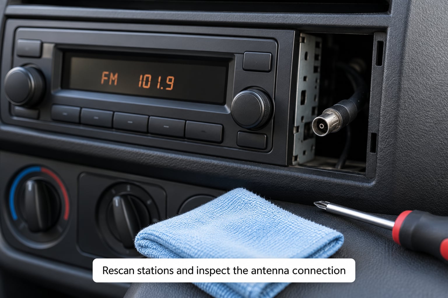Rescan stations and inspect the antenna connection