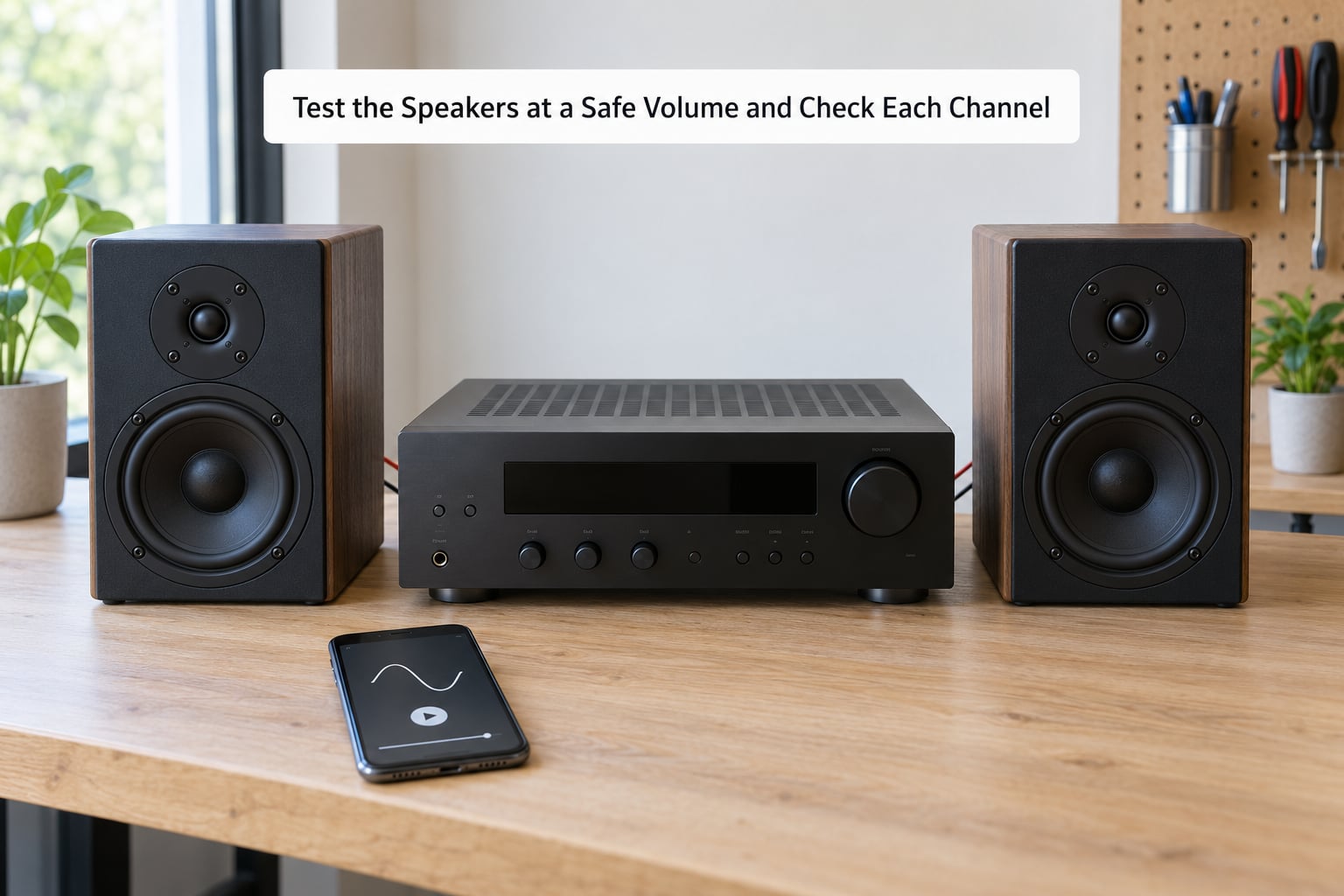 Test the Speakers at a Safe Volume and Check Each Channel